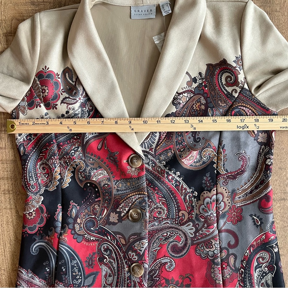 Susan Graver Printed Paisley Suede Collar Jacket  XS NWOT - Picture 4 of 4